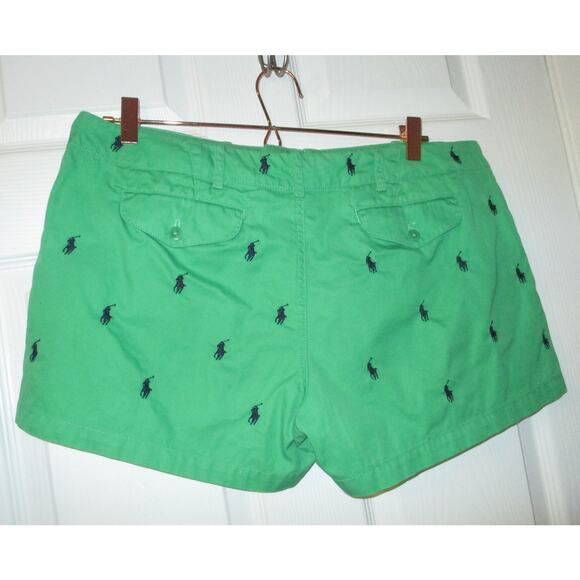 Ralph Lauren Sport Women Shorts Green with Navy Logo size 14 EUC - Picture 4 of 6